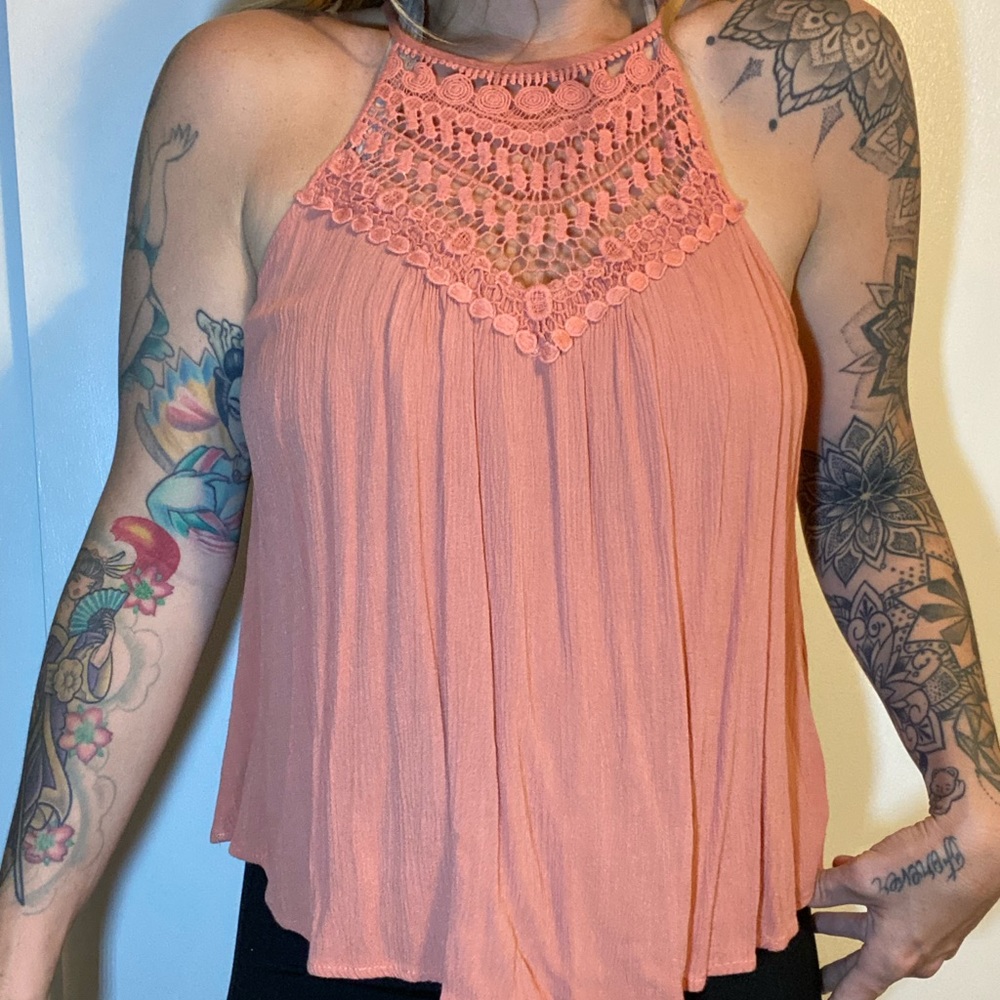 ActiveUSA laced neckline crop top